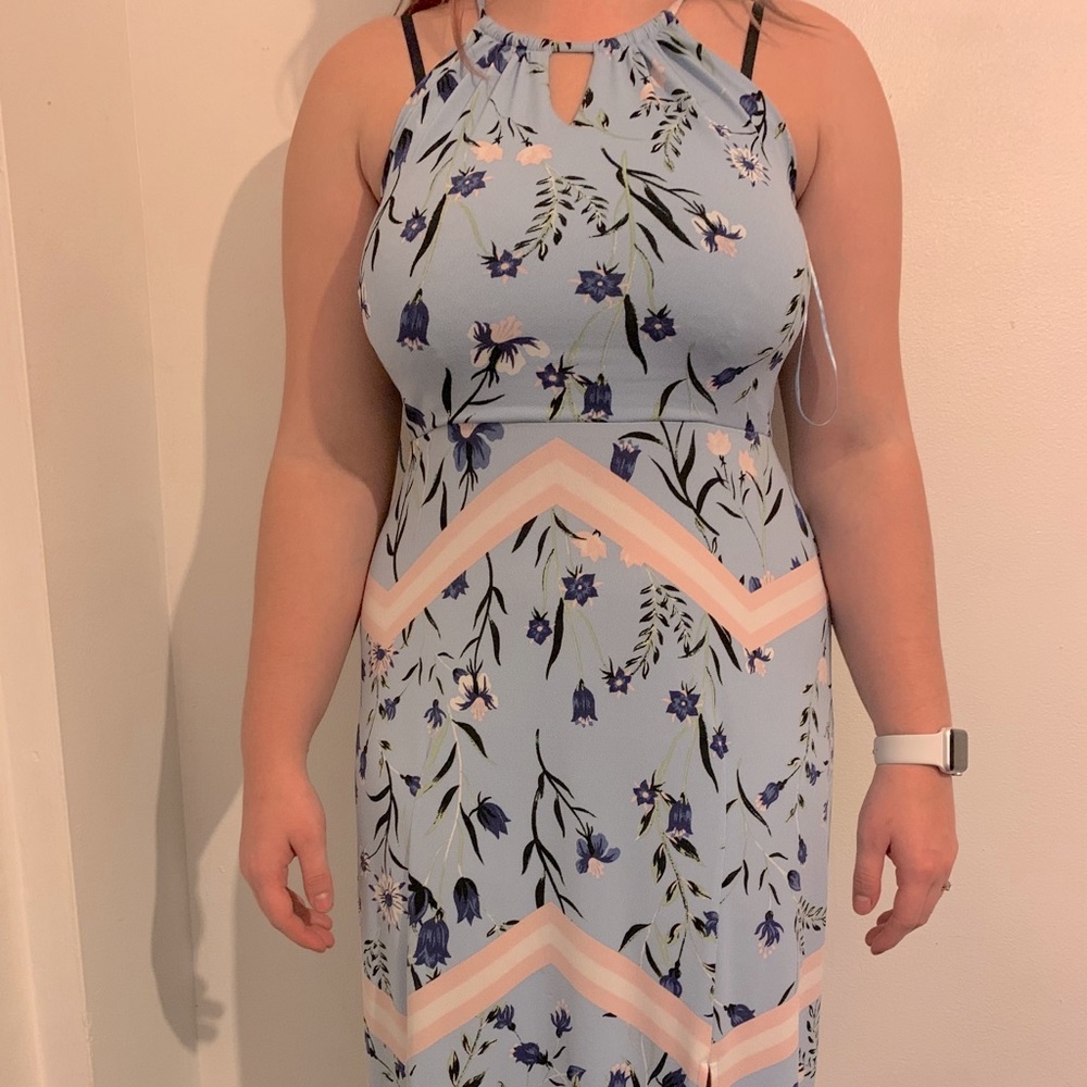 Floor length floral dress with slit